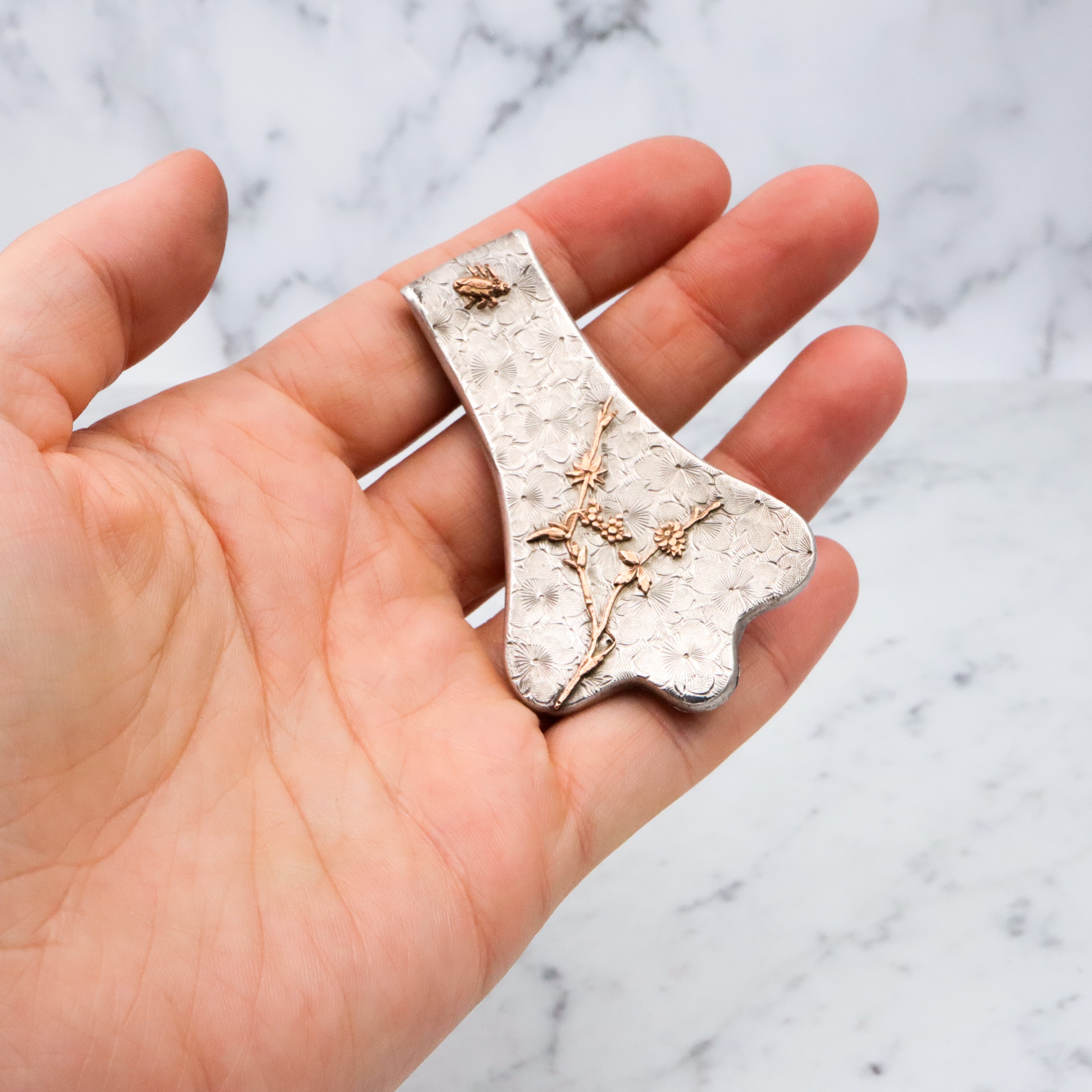 Antique Aesthetic mixed metals sterling bug chatelaine clip by Dominick & Haff